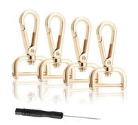 DEVPSISR 4 moschettoni staccabili con chiusura girevole e cinturino in pelle per borsa a vite, colore oro 1 1/4