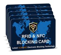 DevTech Confezione da 5 carte di credito/debito con blocco RFID/NFC, protezione senza contatto per documenti d'identità, passaporto, portafoglio intero, ecc., colore: blu