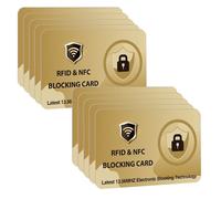 DevTech IT - Schede di blocco RFID, confezione da 10, protegge l'intero portafoglio/borsa, protezione NFC/carte di credito senza contatto, colore: oro