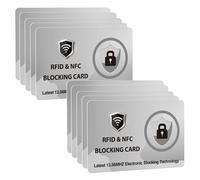 DevTech IT - Schede di blocco RFID, confezione da 10, protegge l'intero portafoglio/borsa, protezione NFC/carte di credito senza contatto, colore grigio