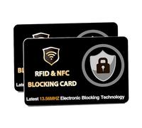 DevTech IT - Schede di blocco RFID, confezione da 2, protegge l'intero portafoglio/borsa, NFC/protezione per carte bancarie senza contatto, colore nero