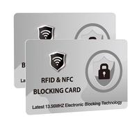 DevTech IT - Schede di blocco RFID, confezione da 2, protegge l'intero portafoglio/borsa, protezione NFC/carte di credito senza contatto, colore grigio