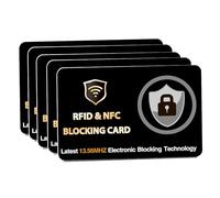 DevTech IT - Schede di blocco RFID, confezione da 5, protegge l'intero portafoglio/borsa, NFC/protezione per carte bancarie senza contatto, nero