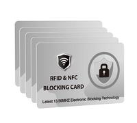 DevTech IT - Schede di blocco RFID, confezione da 5, protegge l'intero portafoglio/borsa, protezione NFC/carte di credito senza contatto, colore grigio