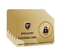 DevTech IT - Schede di blocco RFID, confezione da 5, protegge l'intero portafoglio/borsa, protezione per carte di credito NFC/contactless, colore: oro