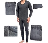 DevWoo Intimo termico unisex ultra morbido leggero lungo set con base foderata in pile ad asciugatura rapida strato funzione strato inverno sci caldo grigio scuro top - M, Parte superiore., M