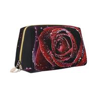 Dew Rose - Beauty case portatile e versatile, con stampa di rose, grande capacità, da donna, bianco, Taglia unica, Beauty case