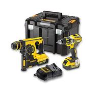 DeWalt 18,0V/4,0 Ah BL, Set combinato di trapano avvitatore, trapano a percussione e batterie, DCK273M2T-QW