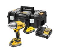 DeWalt 18V XR Avvitatore a impulsi senza spazzole da 1/2 con anello di blocaggio 2 x 5Ah Powerstack Batterie in TSTAK, DCF900H2T-QW