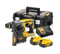 DEWALT 18V XR Trapano a Percussione Brushless 24mm SDS-Plus con 2 batterie da 5Ah, Caricabatterie Multi-Voltaggio XR e Kitbox TSTAK Heavy Duty, DCH273P2T-QW