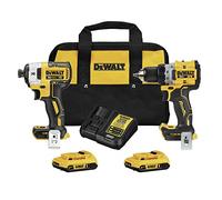 DEWALT 20 V MAX* XR wireless da 1/2 pollici. Trapano/cacciavite e 1/4". Kit cacciavite a percussione con (2) batterie da 2 Ah e caricabatterie (DCK248D2)