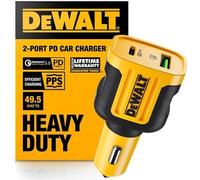 DEWALT Adattatore per caricabatterie da auto USB + USB C, caricatore USB per accendisigari da 49,5 W, caricabatterie da auto PPS 30 W Quick Charge 3.0 ricarica rapida per iPhone 15/15 Plus/15 Pro/15