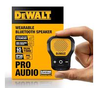 DEWALT Altoparlante Bluetooth indossabile (versione aggiornata), altoparlante portatile impermeabile senza fili, con clip, microfono integrato per musica/chiamate in vivavoce, altoparlante Bluetooth