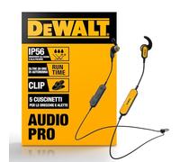 DEWALT Auricolari Bluetooth a Fascia da Collo Heavy Duty, Cuffie Wireless Bluetooth 5.2 con Microfono, Leggere e Confortevoli, Impermeabilità IP56, Bassi Profondi e Potenti, 20 Ore di Autonomia