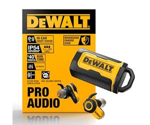 DEWALT - Auricolari Bluetooth Jobsite Pro X2 ANC completamente wireless, auricolari da lavoro con riduzione del rumore fino a 38 dB, controlli a rotazione, autonomia di 10 ore (più di 40 con la