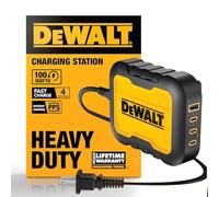 DEWALT Blocco caricabatterie USB C a 4 porte, caricatore USB C da 100 W, condivisione intelligente dell'alimentazione, cavo di alimentazione da 1,8 m, ricarica 4 dispositivi compatibili con batterie