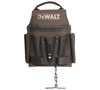 DEWALT Borsa portautensili per elettricisti, in pelle, 8 tasche, anelli per martello e catena a nastro, marrone (DWST550114)