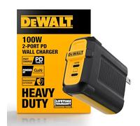 DEWALT Caricatore USB C da 100 W (GAN) compatto a 2 porte per MacBook Pro, MacBook Air, Google Pixelbook, ThinkPad, Dell XPS, iPad Pro, Galaxy S22/S20, iPhone 16/15/14/Pro