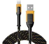 DEWALT Cavo USB A a Lightning Heavy Duty [certificato Apple MFi] Caricabatterie per iPhone durevole, cavi Lightning, cavo di ricarica rapida compatibile con iPhone 14/13/12/11, 6 piedi