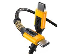 DEWALT Cavo USB-C Heavy Duty 60W, Cavo di Ricarica Rapida Tipo-C 3 m Resistente, Trasferimento Dati 480 Mbps, Compatibile con iPhone 17/16/15 Plus/Pro/Pro Max, MacBook, iPad, Samsung Galaxy