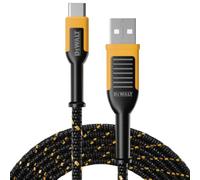 DEWALT Cavo USB-C Heavy Duty - Cavo USB-A a Type-C in Nylon Intrecciato Premium, Ricarica Rapida per iPhone 17/16/15, Samsung Galaxy S10/S10+/Note 9, LG V30, USB 2,0 4 ft