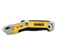 DeWALT Coltello multiuso retrattile in lega di metallo pressofuso manico ergonomico include uno scomparto impermeabile per cinque lame aggiuntive. C'è anche un foro per cordino, fornito con 1 lama