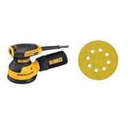 DEWALT Corded Orbital Sander, 280W, 125mm, DWE6423-QS & DEWALT - Sanding discs -125 mm - 8 perforations - 120 grit compatible - 25 pieces - DT3115-QZ