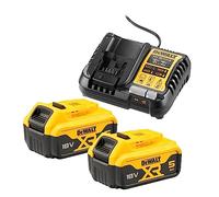 DeWALT Accessori - Set di caricabatterie da 4A e 2 accumulatori XR 18 V Li-Ion 5,0 Ah DCB1104P2
