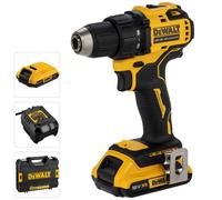DEWALT Trapano avvitatore 18V XR senza spazzole con 2 batterie al litio da 2Ah e caricabatterie, DCD708D2T-QW