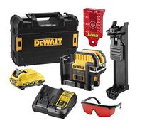 DeWalt DCE0825D1R-QW DCE0825D1R-QW-Láser autonivelante de 2 líneas en Cruz (Horizontal y Vertical) y 5 Puntos-Incluye batería DW 10,8V Litio-Rojo, 10.8 V, Nero