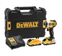 DEWALT DCF809L2T-QW - Avvitatore a impulsi XR 18V 1/4" 190Nm senza spazzole con 2 batterie agli ioni di litio da 3,0Ah con custodia TSTAK