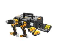 DeWALT DCK2050E2T-QW Cordless Combo Pack Drill, Impact Wrench, 18 V, 1.7 Ah Power Stack Batteries