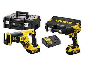 DeWalt DCK2068P2T - Set combinato professionale da 18 V, 5,0 Ah (composto da: trapano a percussione DCD778 e sega a sciabola DCS367, con 2 batterie, caricatore rapido), 18 V