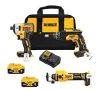 DEWALT DCK303P2 - Kit combinato di utensili da taglio per cartongesso, 20 V MAX XR, strumento per ritagliare, avvitatore per cartongesso, avvitatore a percussione, con batterie, caricabatterie e pinze