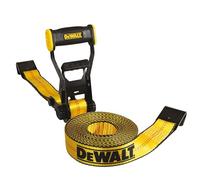 DEWALT DXBC10000F - Cinghia di fissaggio a cricchetto con gancio piatto, 5,1 cm x 27 m, per carichi pesanti, resistenza alla rottura di 4,5 kg, colore: Nero/Giallo