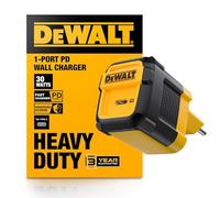 DEWALT Heavy Duty 30 W PD USB caricabatterie da parete per cantieri, caricabatterie USB-C tipo C, spina europea, compatibile con iPhone 16 15 14 13 12 Pro Max iPad Pro
