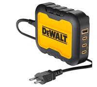 DEWALT Heavy Duty 4 porte USB C Charger Block, 100 W USB C Charger Intelligent Power Sharing, 6ft EU Power Cord, Charge 4 Devices Compatible w/DEWALT batterie da 20 V, perfetto per tabelle di lavoro