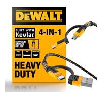 DEWALT Heavy Duty Cavo 4-in-1, Type C/MicroUSB/USB per iPhone 17/16/15 e iPad, Cavo di Ricarica USB-C All in One, Compatibile con HTC, LG, Samsung Galaxy, Android, iPad Pro, Micro-to-C, 1,8 m (Nero)