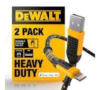 DEWALT Heavy Duty Cavo di Ricarica per iPhone, Confezione da 2, [Certificato Apple MFi], Cavo Lightning a USB da 1,2 m, Ricarica Rapida Compatibile con iPhone 14/13/12/11/13 Pro/13 Pro Max