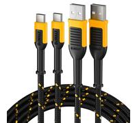 DEWALT Heavy Duty Cavo USB-C 2 Pezzi da 1,8 m, Cavo Type-C Ricarica Rapida Resistente per Ambienti di Lavoro, Cavo Intrecciato Durevole per iPhone 17/16/15 Pro Max Plus, Samsung Galaxy S24