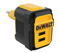 DEWALT Heavy Duty Dual USB Wall Charger, 24W Angled USB Ports Charging Cube, EU Plug, 2-Port Adapter for iPhone 17 16 15 14 13 Pro Max, Galaxy S22 S21, Note 20, HTC, Moto, LG - Rugged Jobsite Design