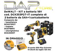 DeWALT - KIT 18V DCK353XP2T-IT composto da 3utensili+Punte e dischi IN OMAGGIO