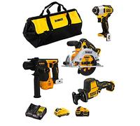 DeWALT Kit D12K402 (DCS512 + DCS312 + DCF801 + DCH072 + 1 batteria 3,0 Ah + 1 batteria 5,0 Ah + caricabatterie + Borsa)