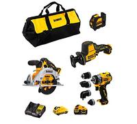 DeWALT Kit D12K404 (DCS512 + DCS312 + DCD703 + DCE088 + 1 batteria 3,0 Ah + 1 batteria 5,0 Ah + caricabatterie + Borsa)