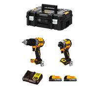 DeWALT DCK2050E2T-QW Cordless Combo Pack Drill, Impact Wrench, 18 V, 1.7 Ah Power Stack Batteries