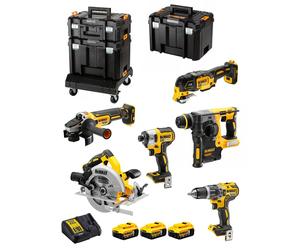 DeWALT kit DCK685P3T (DCD796 + DCF887 + DCH273 + DCG405 +DCS570 + DCS355 + con 3 batterie da 5.0Ah + DCB115 +TSTAK II + 2xTSTAK VI + base TSTAK)