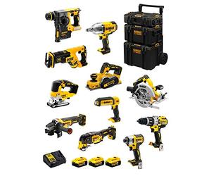 DeWALT Kit DWK1103 (DCD996 + DCH273 + DCG405 + DCF887 + DCF889H + DCS334 + DCS570 + DCS355 + DCP580 + DCS367 + DCL050 + 3 Batterie 5,0 Ah + Caricabatterie + Caddy 3en1)