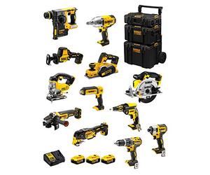 DeWALT Kit DWK1202 (DCD796 + DCH273 + DCG405 + DCF887 + DCF889H + DCS331 + DCS391 + DCS355 + DCP580 + DCS369 + DCL050 + DCF620 + 3 Batterie 5,0 Ah + Caricabatterie + Caddy 3en1)