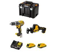 DeWALT Kit DWK204 (Trapano a Percussione DCD796 + Sega Universale DCS369 + 2 Batterie 2,0 Ah + Caricabatterie + TSTAK VI)
