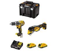 DeWALT Kit DWK206 (Trapano a Percussione DCD796 + Utensile Multifunzione DCS355 + 2 Batterie 2,0 Ah + Caricabatterie + TSTAK VI)